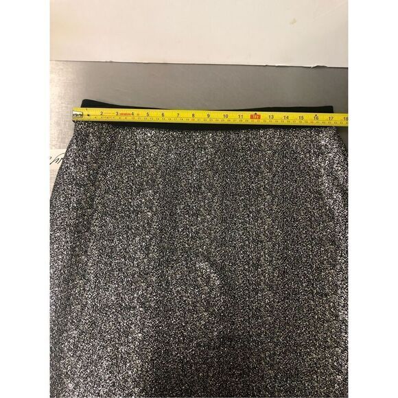 NY Collection Women’s Black and Silver Knee Length Elegant Skirt Size L NWT - Picture 3 of 5